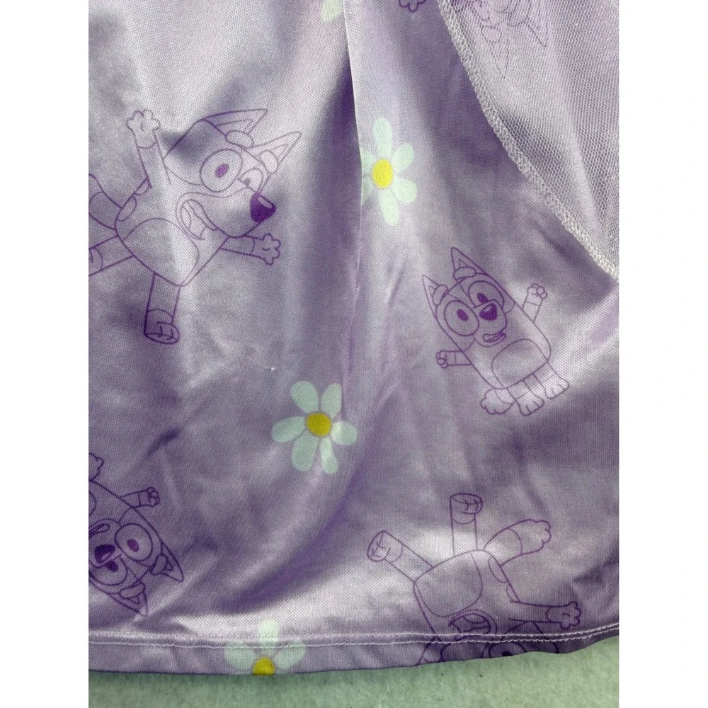 Bluey Bingo Girls Purple Nightgown Dress Mesh Overlay Daisy Floral Size 4T